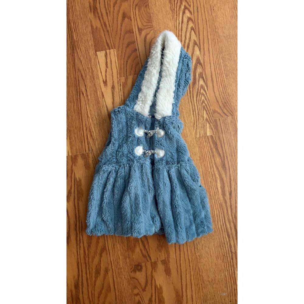 Little Lass Girls Blue Hooded Jacket Vest 24 Months Sleeveless